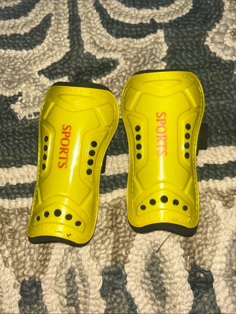 Youth Yellow 'SPORTS' Shin Guards with Secure Straps